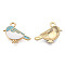 Alloy Charms, with Enamel, Light Gold, Bird, Sky Blue, 15.5x19.5x3mm, Hole: 2mm