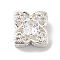 Brass Micro Pave Clear Cubic Zirconia Beads, Flower, 925 Sterling Silver Plated, 9x9x6mm, Hole: 1.6mm