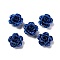 3D Rose Flower Baking Paint Aluminum Beads, with Sequins, Blue, 15.5x9mm, Hole: 1.2mm