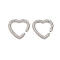 Heart Clear Cubic Zirconia Cuff Earrings, Brass No Piercing Earrings for Women, Platinum, 24.5x3mm