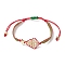 Christmas Tree Brass & MIYUKI Glass Seed Beads Braided Bead Bracelets, Adjustable Bracelets for Women Men, FireBrick, Inner Diameter: 1-3/4~3-1/2 inch(4.6~9cm)