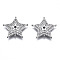 Brass Micro Pave Clear Cubic Zirconia Pendants, Star, Platinum, 18x19x2.5mm, Hole: 1mm