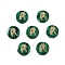 Synthetic Malachite Beads, with Golden Tone Brass Slices, Flat Round with Constellations, Aquarius, 15x4mm, Hole: 1mm