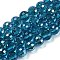 Transparent Electroplate Glass Beads Strands, Faceted, Round, Steel Blue, 9~10mm, Hole: 1.3mm, about 63~68pcs/strand, 24.41~25.43''(62~64.6cm)