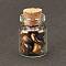 Transparent Glass Wishing Bottle Decoration, with Natural Tiger Eye Chip Beads, 22x34mm, Chip Beads: 6~16x5~10x2~8mm