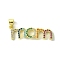 Mother's Day Real 18K Gold Plated Brass Micro Pave Cubic Zirconia Pendants, Word Mom, Colorful, 11x31x2mm, Hole: 5x3.5mm