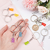 CRASPIRE 7Pcs 7 Colors Candy Color Transparent Bear Resin Pendant Keychain KEYC-CP0001-17-3