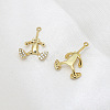 Brass Micro Pave Clear Cubic Zirconia Body Head Pins BAPE-PW0002-23C-01-1