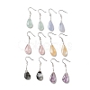 Natural Agate+Crystal Teardrop Dangle Earrings with 925 Sterling Silver Pin for Women EJEW-G287-03-1