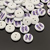 2-Hole Flat Round Mathematical Operators Printed Wooden Sewing Buttons X-BUTT-M002-05-1