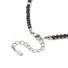 Clear Cubic Zirconia Moon Pendant Necklace with Natural Black Onyx Beaded Chains for Women NJEW-JN04271-01-3