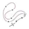 Glass Pearl Rosary Bead Necklace NJEW-TA00082-03-1