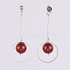 Glass Pearl Dangle Stud Earrings EJEW-JE03964-04-2