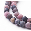 Frosted Natural Rhodonite Round Bead Strands X-G-E487-12-8mm-2