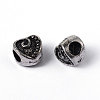 Antique Silver Acrylic Charms Large Hole Heart Loose European Bead Fit Jewelry Making X-OPDL-S011-4-2