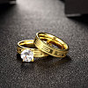 Classic 316L Titanium Steel Cubic Zirconia Couple Rings for Women RJEW-BB06924-8A-3