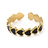 Real 18K Gold Plated 304 Stainless Steel Enamel Cuff Rings RJEW-M171-14G-02-2