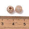 Rack Plating Round Brass Micro Pave Cubic Zirconia Beads KK-F873-24RG-2