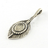 Feather Brass Pendant Cabochon Settings KK-S684-020AS-NF-1