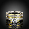 Trendy 316L Titanium Steel Cubic Zirconia Couple Rings for Women RJEW-BB06902-7A-2