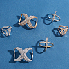 CHGCRAFT 6Pcs 6 Style Crystal Infinity-shaped & X-shape & Three Ring Shape Rhinestone Scarf Buckle Rings JEWB-CA0001-03-4