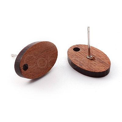 Coconut Brown Wood Stud Earring Findings EJEW-CJC0001-12-1