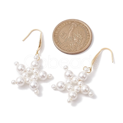 Star Shell Pearl Dangle Earrings EJEW-TA00493-1