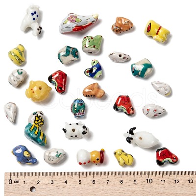 Mixed Animal Handmade Porcelain Beads PORC-L027-03-1