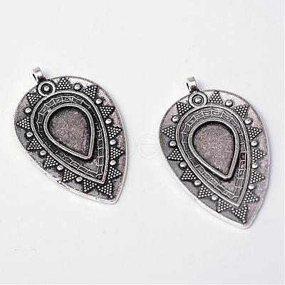 Tibetan Style Alloy Pendant Cabochon Settings TIBEP-S297-25AS-RS-1