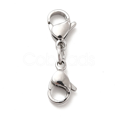 Non-Tarnish 304 Stainless Steel Double Lobster Claw Clasps STAS-E178-01B-P-1