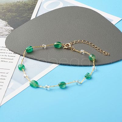 Natural Green Agate Beads Anklets Set for Girl Women AJEW-AN00450-04-1