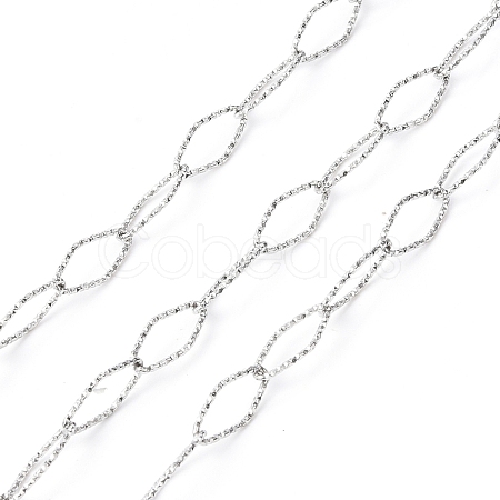 304 Stainless Steel Textured Horse Eye Link Chains CHS-I020-01B-P-1