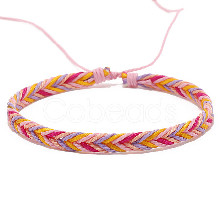 Wax Ropes Braided Woven Cord Bracelet PW-WG26335-09-1