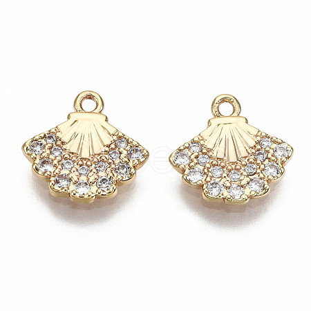 Brass Micro Pave Clear Cubic Zirconia Charms KK-S360-045-NF-1