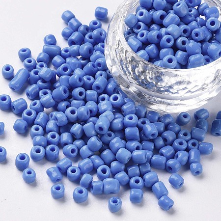 6/0 Opaque Colours Round Glass Seed Beads X-SEED-A010-4mm-43B-1