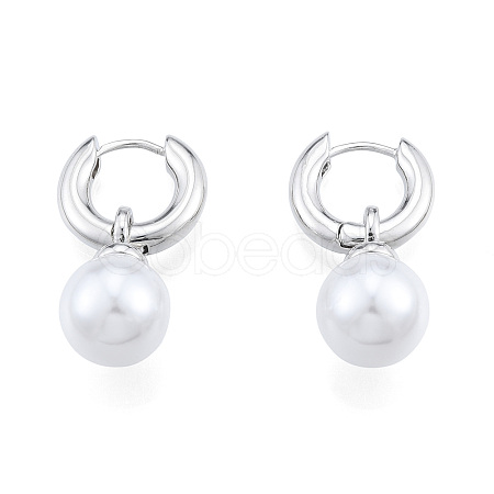 ABS Plastic Pearl Dangle Hoop Earrings X-EJEW-N011-106P-1