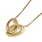 PVD Vacuum Plating 304 Stainless Steel Heart Pendant Twisted Chain Necklaces, Golden, 18.19 inch(46.2cm)