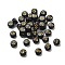 Plating Opaque Acrylic Beads, Golden Metal Enlaced, Flat Round with Letter, Letter S, 7x3.5mm, Hole: 1.2mm, about 3846pcs/500g