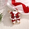 Christmas Theme Light Gold Alloy Brooches, Enamel Pins, with Rhinestone, Santa Claus, 41x34mm