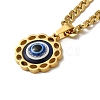 Enamel Flower with Eye Pendant Necklaces NJEW-C043-05G-1