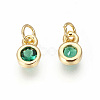 Brass with Single Cubic Zirconia Charms ZIRC-F095-03G-02-2