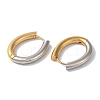 Oval Ion Plating(IP) 304 Stainless Steel Two Tone Hoop Earrings for Women EJEW-L287-057GP-2