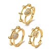 Adjustable Brass Micro Pave Cubic Zirconia Rings for Women RJEW-G325-03G-1