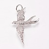 Brass Micro Pave Cubic Zirconia Bird Pendants ZIRC-A009-36P-1