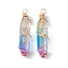 2Pcs 2 Style Two Tone Glass Double Terminated Point Beads Pendants Set PALLOY-JF02538-02-1
