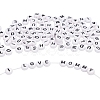 100Pcs 2 Style White Acrylic Enamel Beads SACR-YW0001-03-3