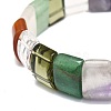 Natural Mixed Gemstone Rectangle Beaded Stretch Bracelet for Women BJEW-E379-01K-3