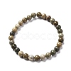 Natural Silver Leaf Jasper Round Beads Stretch Bracelet for Men Women BJEW-JB06824-01-1