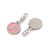 Rack Plating Alloy Pink Enamel European Dangle Charms FIND-C055-15P-2