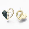 Heart Alloy Enamel Stud Earrings EJEW-N009-10B-3